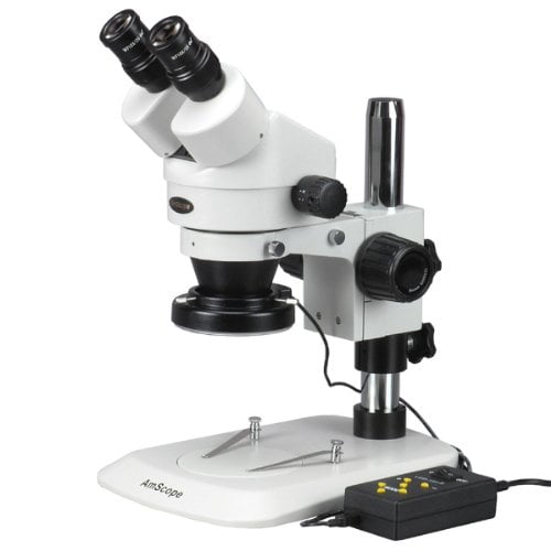 0.7X-4.5X Zoom Objective AmScope SM-1BNZ Professional Binocular Stereo Zoom Microscope Ambient Lighting Pillar Stand WH10x Eyepieces Includes 0.5x and 2.0x Barlow Lenses 3.5X-90X Magnification 0.7X-4.5X Zoom Objective AmScope SM-1BNZ Professional Binocular Stereo Zoom Microscope Ambient Lighting Pillar Stand WH10x Eyepieces Includes 0.5x and 2.0x Barlow Lenses 3.5X-90X Magnification